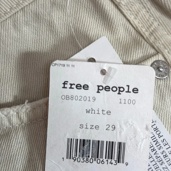 NWT Free People Button Front Distressed Cream/White Denim Skirt - Picture 4 of 6